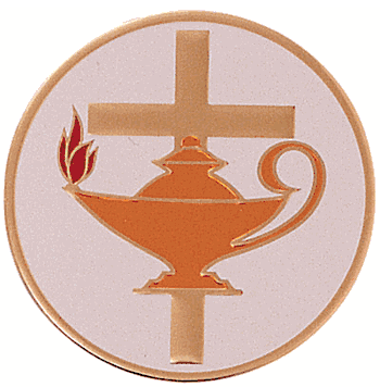 Lamp Of Learning With Cross Medal Insert (Etched) - Click to enlarge