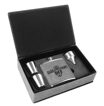 Leatherette Flask Gift Box Set - Click to enlarge