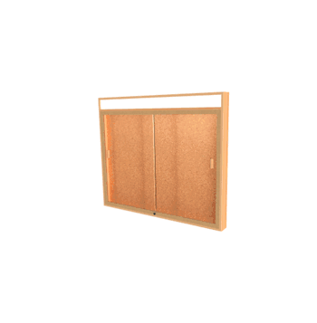 Legacy Bulletin Board Wall Case w/ Lighted Header, Cork Back and Champagne Aluminum Frame, 42"H x 50"W x 4"D - Click to enlarge