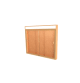 Legacy Bulletin Board Wall Case w/ Lighted Header, Cork Back and Champagne Aluminum Frame, 42"H x 50"W x 4"D