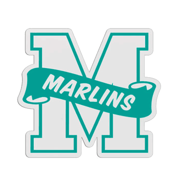 M-Shaped Mascot Badge with Choice of Back - Click to enlarge