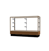 Merchandiser Light Oak Display Case, w/ Champagne Aluminum Frame, 40"H x 60"W x 20"D