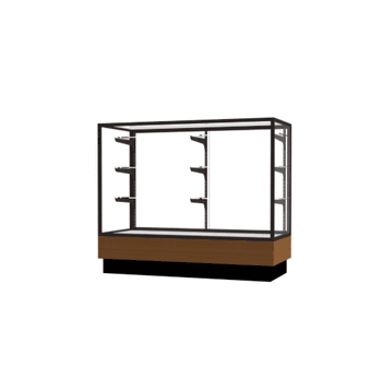 Merchandiser Light Oak Display Case, w/ Dark Bronze Aluminum Frame, 40"H x 48"W x 20"D - Click to enlarge