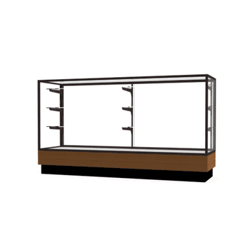 Merchandiser Light Oak Display Case, w/ Dark Bronze Aluminum Frame, 40"H x 72"W x 20"D - Click to enlarge