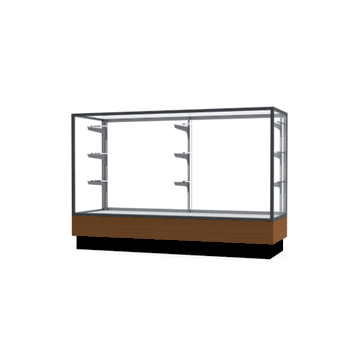 Merchandiser Light Oak Display Case, w/ Satin Natural Aluminum Frame, 40"H x 60"W x 20"D - Click to enlarge