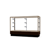 Merchandiser Walnut Vinyl Display Case, w/ Champagne Aluminum Frame, 40"H x 60"W x 20"D