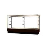 Merchandiser Walnut Vinyl Display Case, w/ Champagne Aluminum Frame, 40"H x 72"W x 20"D