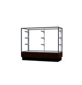 Merchandiser Walnut Vinyl Display Case, w/ Satin Natural Aluminum Frame, 40"H x 48"W x 20"D