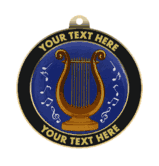 Music Lyre Insert Medal with Personalized Rim