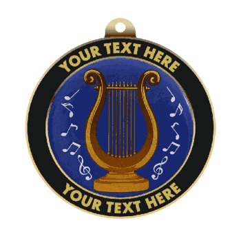 Music Lyre Insert Medal with Personalized Rim - Click to enlarge