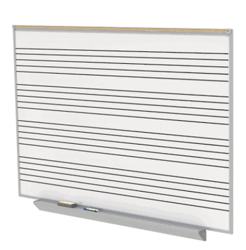 Music Staff Porcelain Magnetic Whiteboard with Aluminum Box Tray, 4'H x 6'W - Click to enlarge