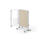 Nexus Jr. Partition, Mobile 2-Sided Porcelain Magnetic Whiteboard/ Fabric Bulletin Board, 46"H x 34"W, Beige