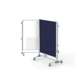 Nexus Jr. Partition, Mobile 2-Sided Porcelain Magnetic Whiteboard/ Fabric Bulletin Board, 46"H x 34"W, Blue