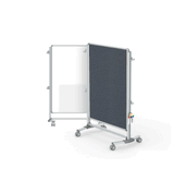 Nexus Jr. Partition, Mobile 2-Sided Porcelain Magnetic Whiteboard/ Fabric Bulletin Board, 46"H x 34"W, Gray
