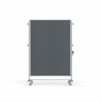 Nexus Partition, Mobile 2-Sided Fabric Bulletin Board, 65"H x 46"W, Gray - Click to enlarge