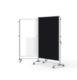 Nexus Partition, Mobile 2-Sided Porcelain Magnetic Whiteboard/ Fabric Bulletin Board, 65"H x 46"W, Black