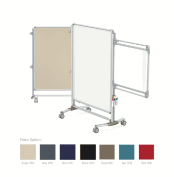Nexus Jr. Partition, Mobile 2-Sided Fabric Bulletin Board, 46"H x 34"W, Teal - Click to enlarge