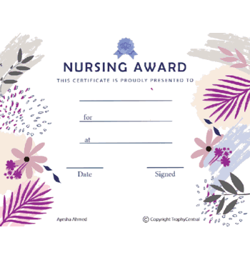 Nursing Award Certificate - Free Template - Click to enlarge