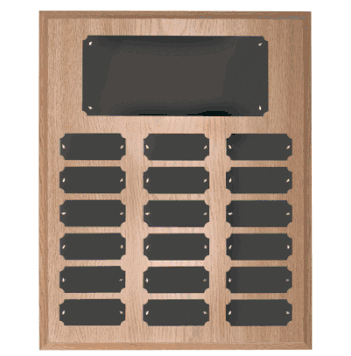 Oak Perpetual Nameplate Plaque (18 Plates) - Click to enlarge