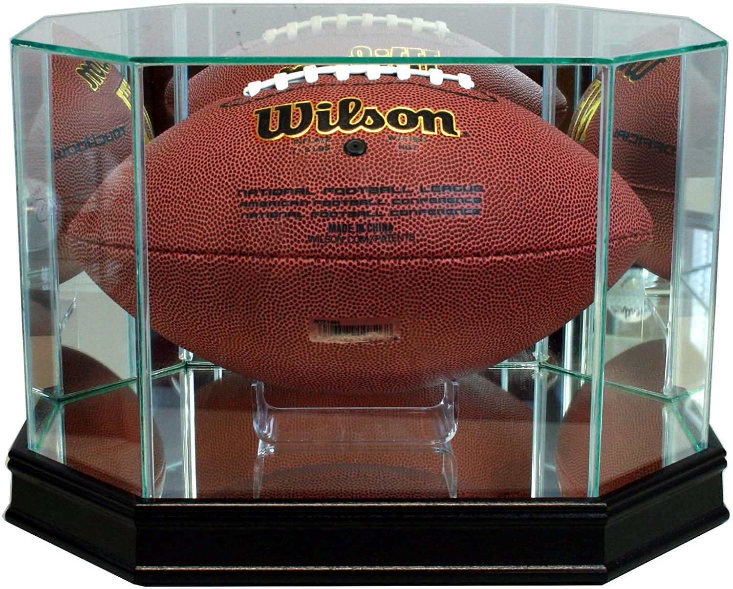 Octagon Glass Football Display Case TrophyCentral