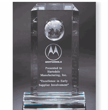 Optical Crystal Relief Globe Award - Click to enlarge