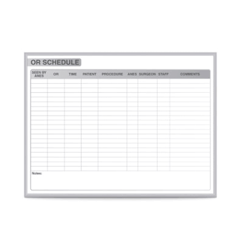 OR Schedule Whiteboard, 3'H x 4'W - Click to enlarge