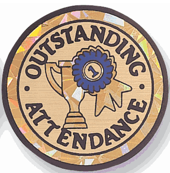Outstanding Attendance Mylar Decal Medal Insert - Click to enlarge