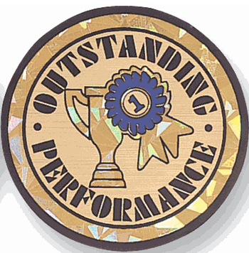 Outstanding Performance Mylar Decal Medal Insert - Click to enlarge