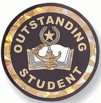 Outstanding Student Mylar Decal Medal Insert - Click to enlarge