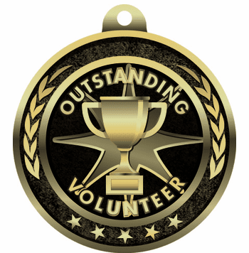 2 1/4" Antique Gold Outstanding Volunteer Medal - Click to enlarge