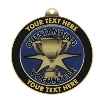 Outstanding Volunteer Insert Medal with Personalized Rim - Click to enlarge