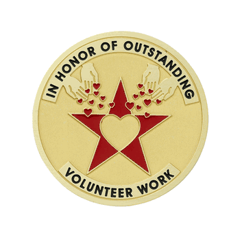Outstanding Volunteer Work Mylar Decal Medal Insert - Click to enlarge