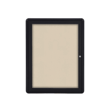 Ovation 1 Door Fabric Bulletin Board with Black Frame, 3'H x 2'W, Beige - Click to enlarge