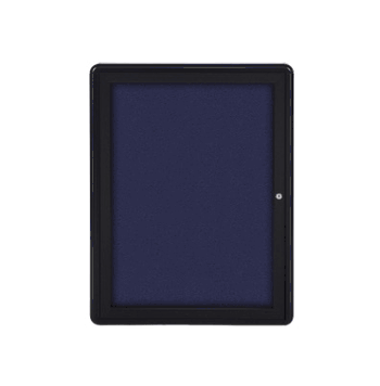 Ovation 1 Door Fabric Bulletin Board with Black Frame, 3'H x 2'W, Blue - Click to enlarge