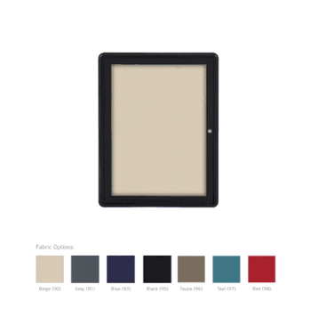 Ovation 1 Door Fabric Bulletin Board with Black Frame, 3'H x 2'W, Red - Click to enlarge