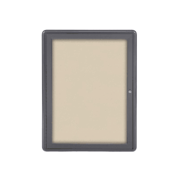 Ovation 1 Door Fabric Bulletin Board with Gray Frame, 3'H x 2'W, Beige - Click to enlarge