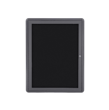Ovation 1 Door Fabric Bulletin Board with Gray Frame, 3'H x 2'W, Black - Click to enlarge