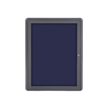 Ovation 1 Door Fabric Bulletin Board with Gray Frame, 3'H x 2'W, Blue - Click to enlarge