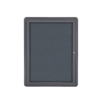 Ovation 1 Door Fabric Bulletin Board with Gray Frame, 3'H x 2'W, Gray - Click to enlarge