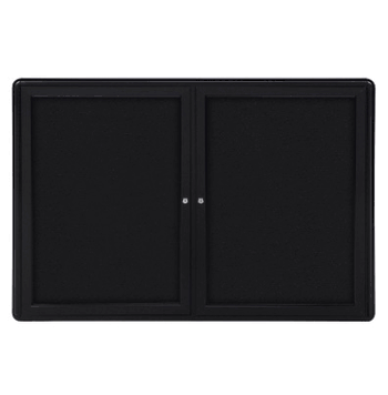 Ovation 2 Door Fabric Bulletin Board with Black Frame, 3'H x 5'W, Black - Click to enlarge