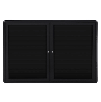 Ovation 2 Door Letter Board with Black Frame, 3'H x 4'W, Black - Click to enlarge