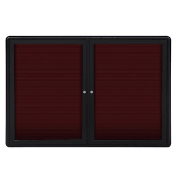 Ovation 2 Door Letter Board with Black Frame, 3'H x 4'W, Burgundy - Click to enlarge