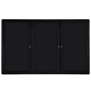 Ovation 3 Door Fabric Bulletin Board with Black Frame, 4'H x 6'W, Black - Click to enlarge