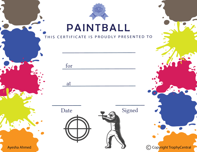 Free Paintball Certificate Template TrophyCentral