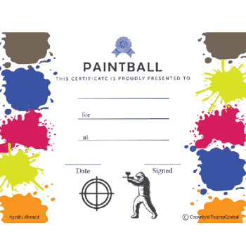 Paintball Award Certificate - Free Template - Click to enlarge