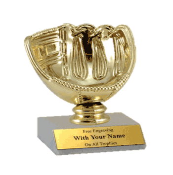 Participation Baseball Golden Glove Trophy with Marble Platform - Click to enlarge