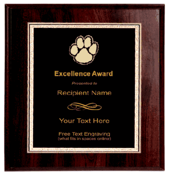 Paw Mascot Plaque - Click to enlarge