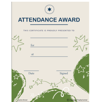 Perfect Attendance Award Template - Click to enlarge