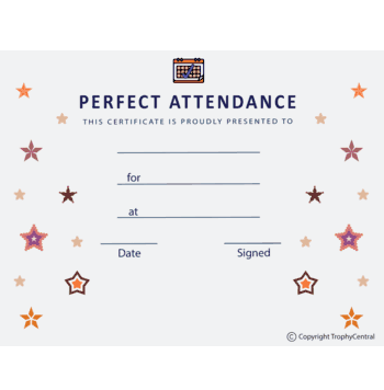 Perfect Attendance Certificate - Free Template - Click to enlarge