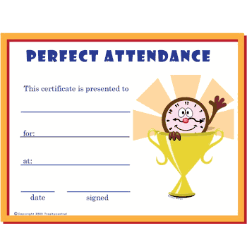Perfect Attendance Free Template - Click to enlarge